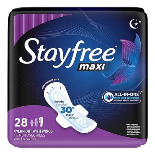 Stayfree Maxi Overnight Postpartum Pads with Wings